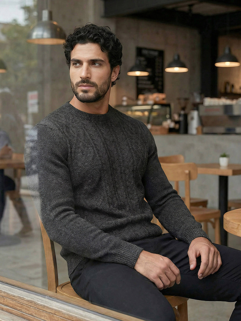 Moški pulover grafitni OZONEE JS/59B3610/5