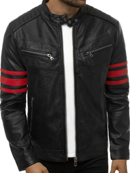 Moška usnjena jakna črno-rdeča OZONEE YD/BF59359