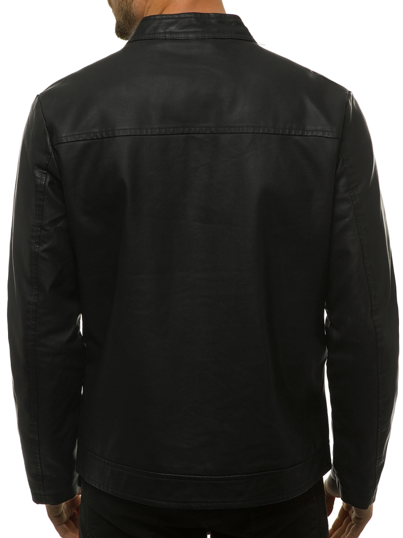 Moška usnjena jakna črna OZONEE JB/JP1152