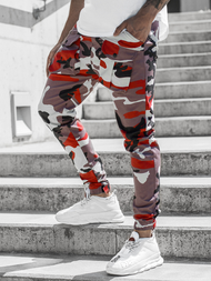 Moške hlače chino jogger bordo-bež OZONEE G/11144