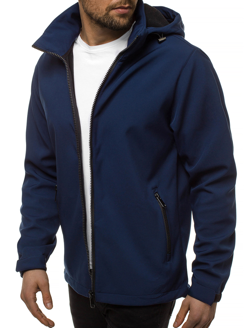 Moška softshell jakna s kapuco mornarsko modra OZONEE JS/56008Z