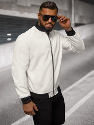 Moška usnjena jakna bela OZONEE O/88120