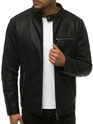 Moška usnjena jakna črna OZONEE JB/JP1152