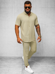 Moška majica s kratkimi rokavi bež OZONEE O/Y972T