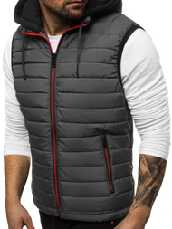 Moški brezrokavnik s kapuco grafitni OZONEE N/6102