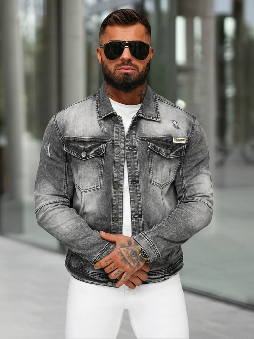 Moška jeans jakna črna OZONEE NB/MJ529N