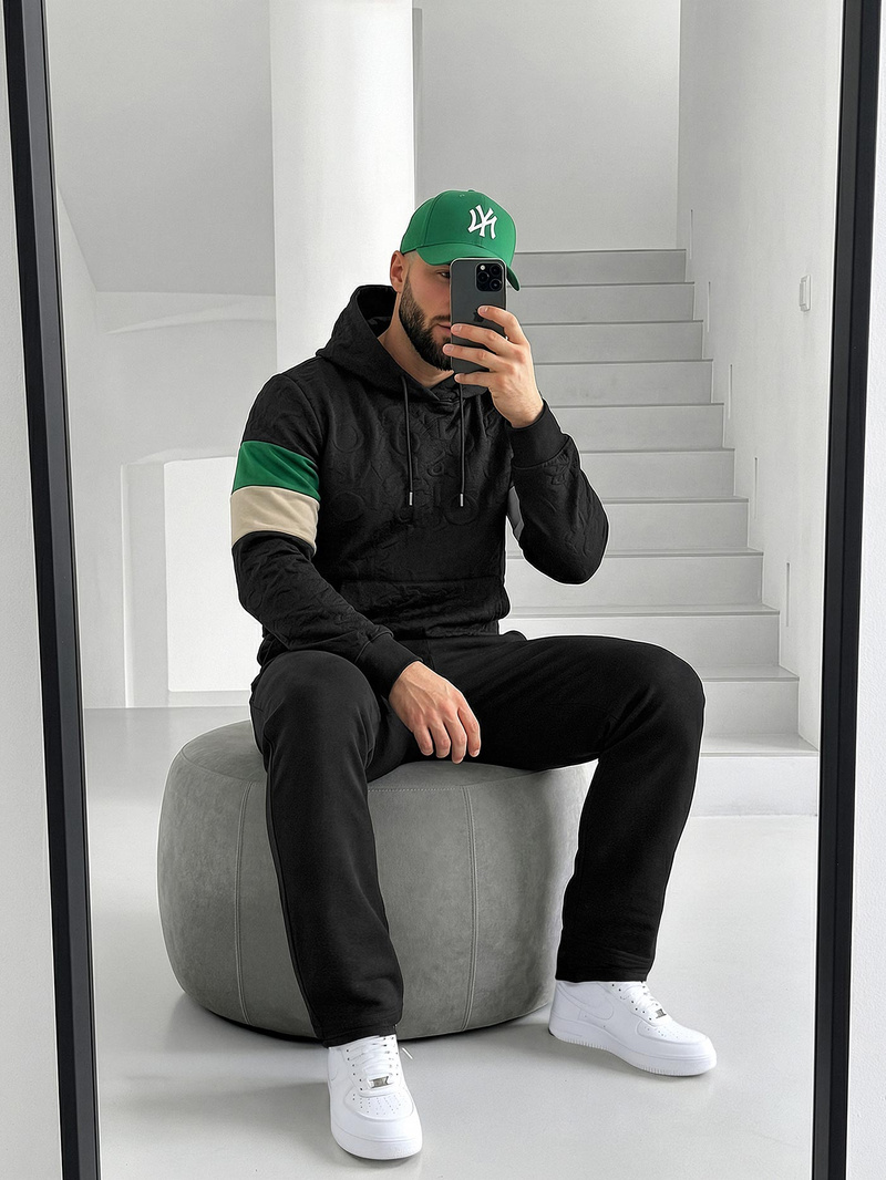 Moška jopa s kapuco črna OZONEE JS/3B578