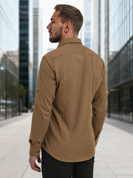 Elegantna moška srajca rjava OZONEE V/V187