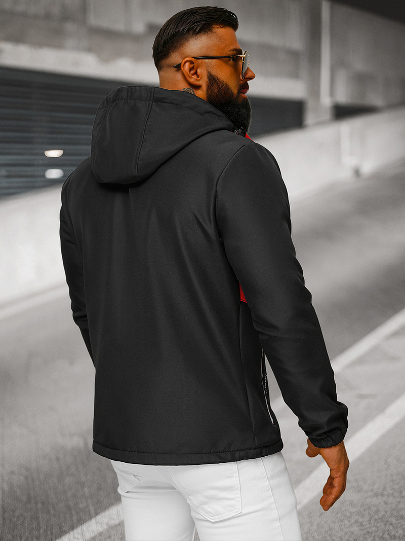 Moška softshell jakna s kapuco črno-rdeča OZONEE JS/HH022/1C