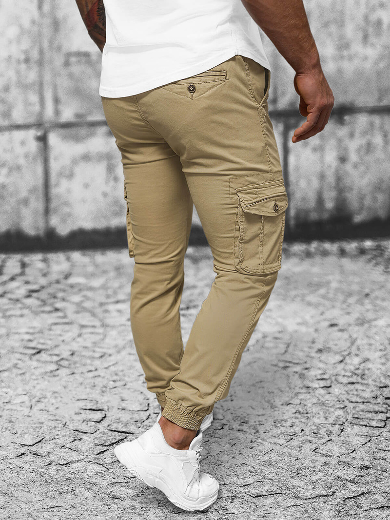 Moške Hlače Chino Jogger Bež OZONEE NB/MP0201K