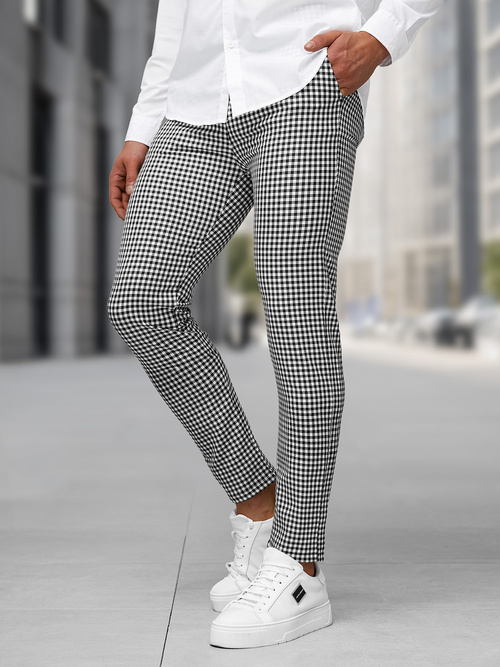 Moške hlače chino črno-bele OZONEE DJ/5531Z