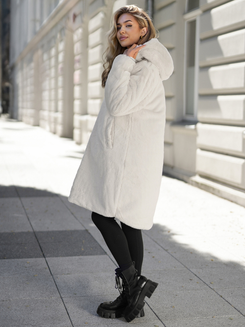 Ženska dolga zimska jakna ecru OZONEE JS/5M3352/280