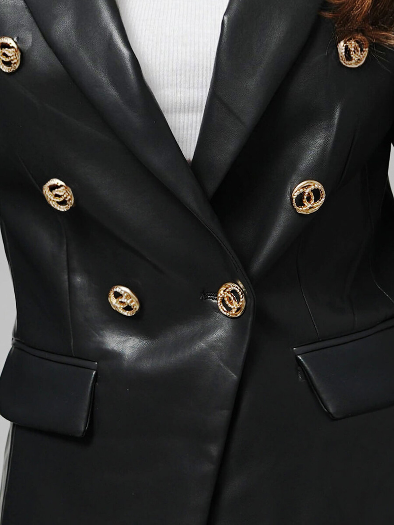 Ženska usnjena jakna črna OZONEE JS/11Z8120