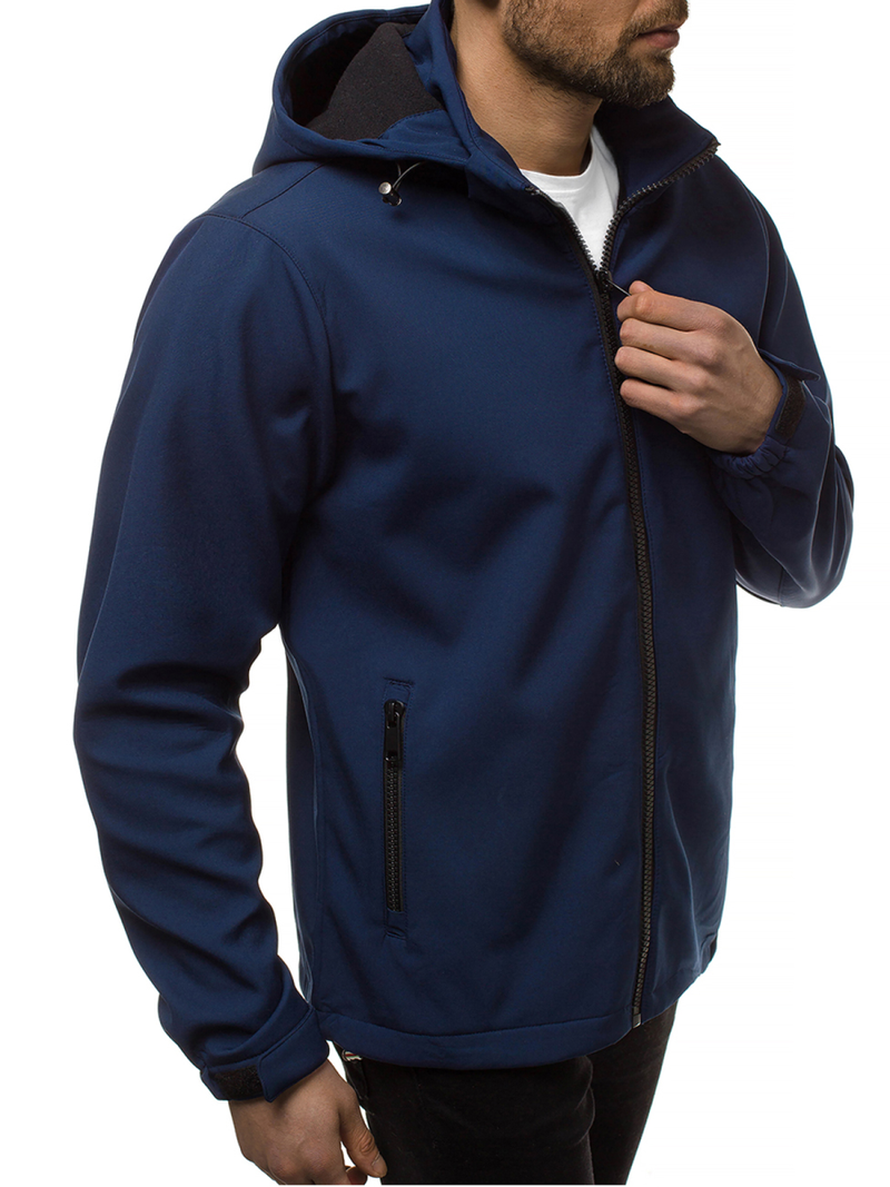 Moška softshell jakna s kapuco mornarsko modra OZONEE JS/56008Z