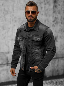 Moška jeans jakna črna OZONEE NB/MJ506NZ