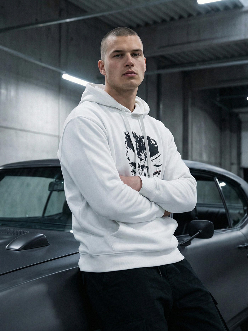 Moška jopa s kapuco bela OZONEE JS/65B3907/1Z