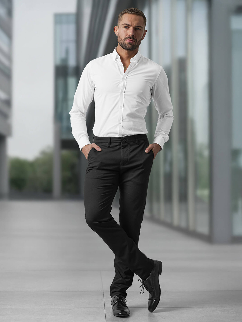 Moške hlače chino črne OZONEE V/6545