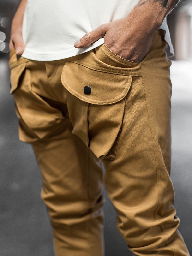 Moške hlače chino jogger camel OZONEE G/11144