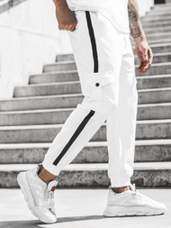 Moške hlače chino jogger bele OZONEE DJ/5580