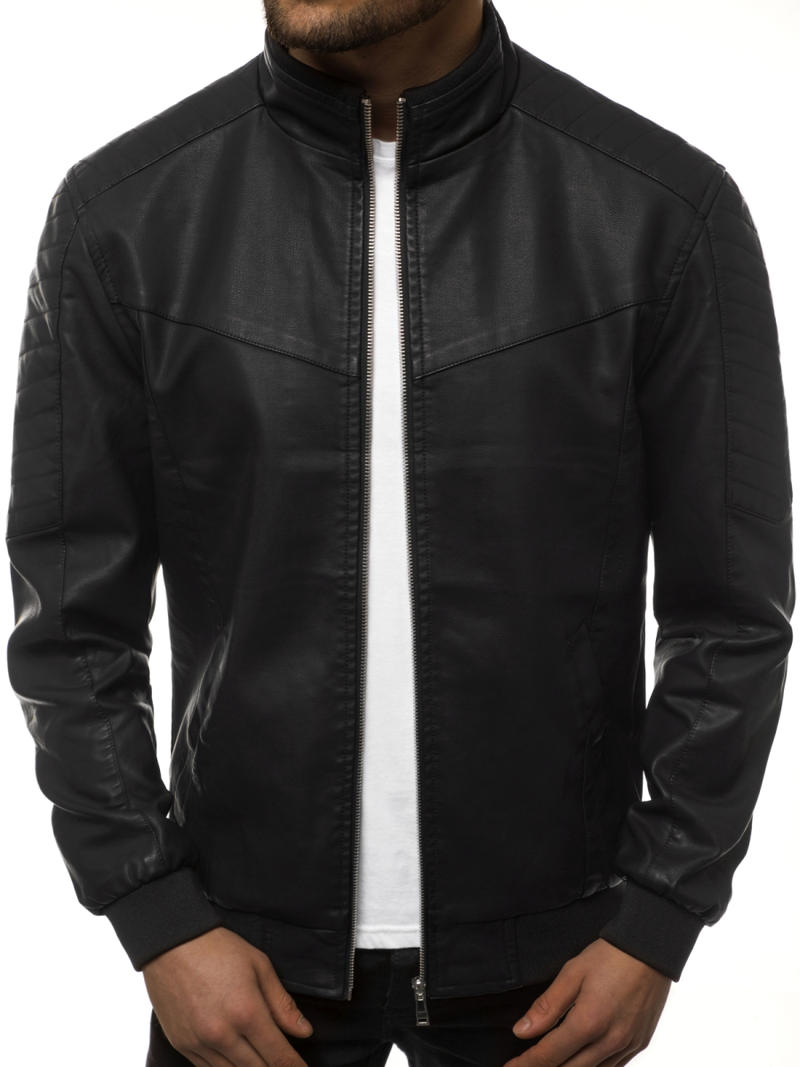 Moška usnjena jakna črna OZONEE JB/JP1123