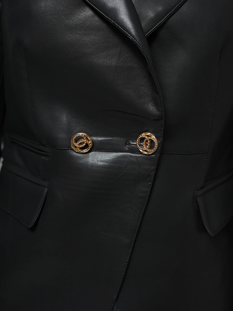 Ženska usnjena jakna črna OZONEE JS/11Z8121