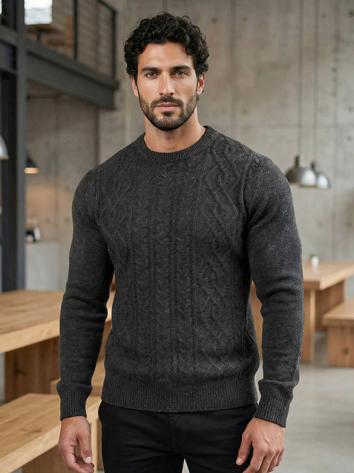 Moški pulover grafitni OZONEE JS/59B3610/5