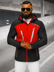 Moška softshell jakna s kapuco črno-rdeča OZONEE JS/HH022/1C