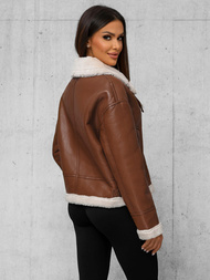 Ženska usnjena jakna rjava OZONEE JS/11Z8176Z