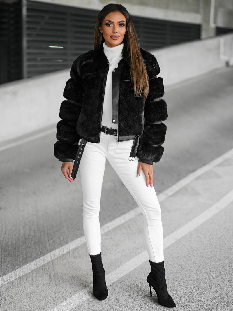 Ženska jakna črna OZONEE JS/11Z8080Z