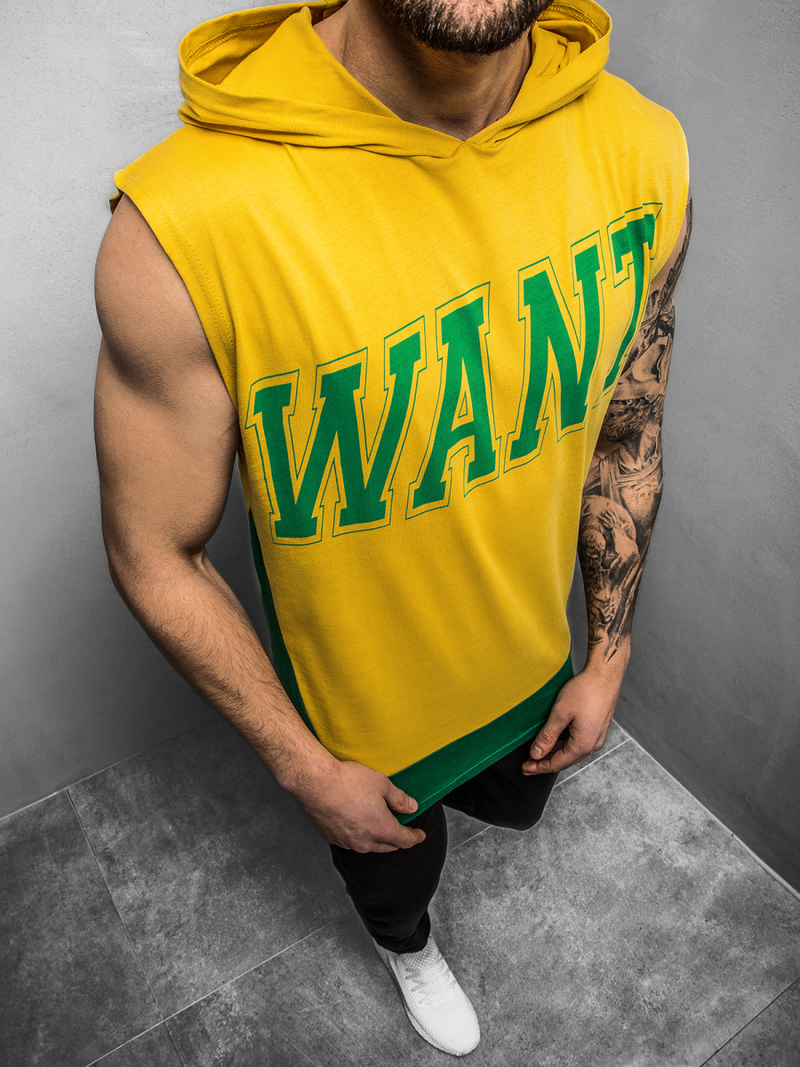 Moška majica s kapuco rumena OZONEE B/60042Z