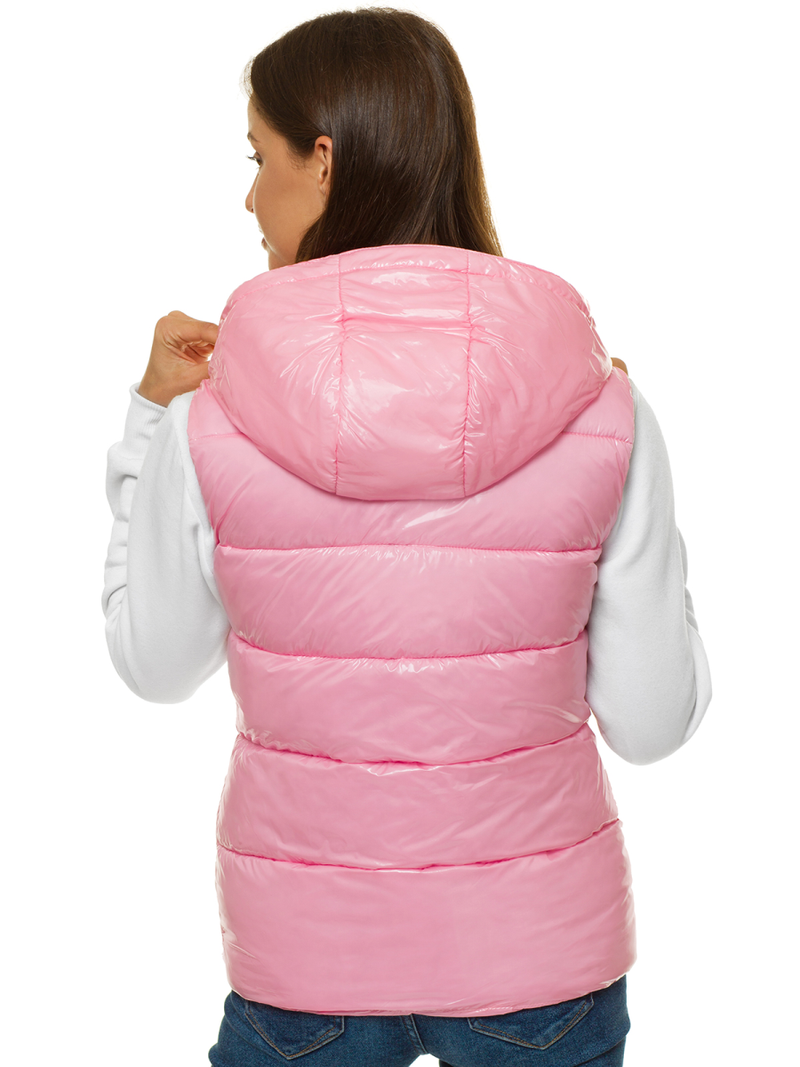 Ženski brezrokavnik s kapuco svetlo roza OZONEE O/SW025/21