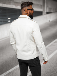 Moška usnjena jakna bela OZONEE O/88121