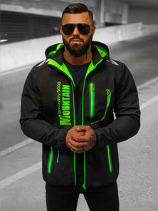 Moška softshell jakna s kapuco črno-zelena OZONEE JS/HH026/1A