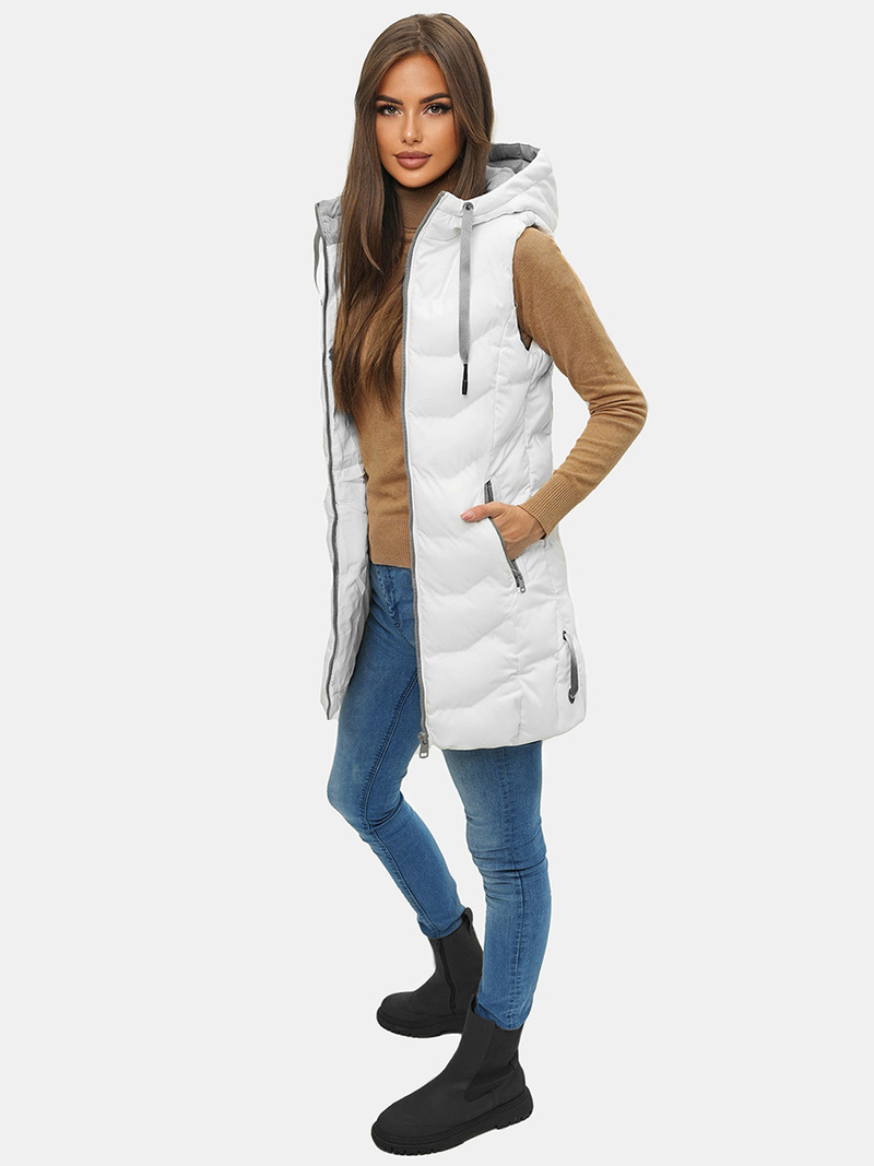 Ženski brezrokavnik s kapuco bela OZONEE N/7042