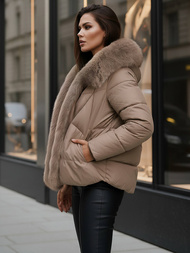 Ženska jakna temno bež OZONEE O/16M9179/84