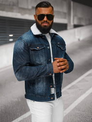Moška jeans jakna šerpa temno-modra OZONEE NB/MJ516BSZ