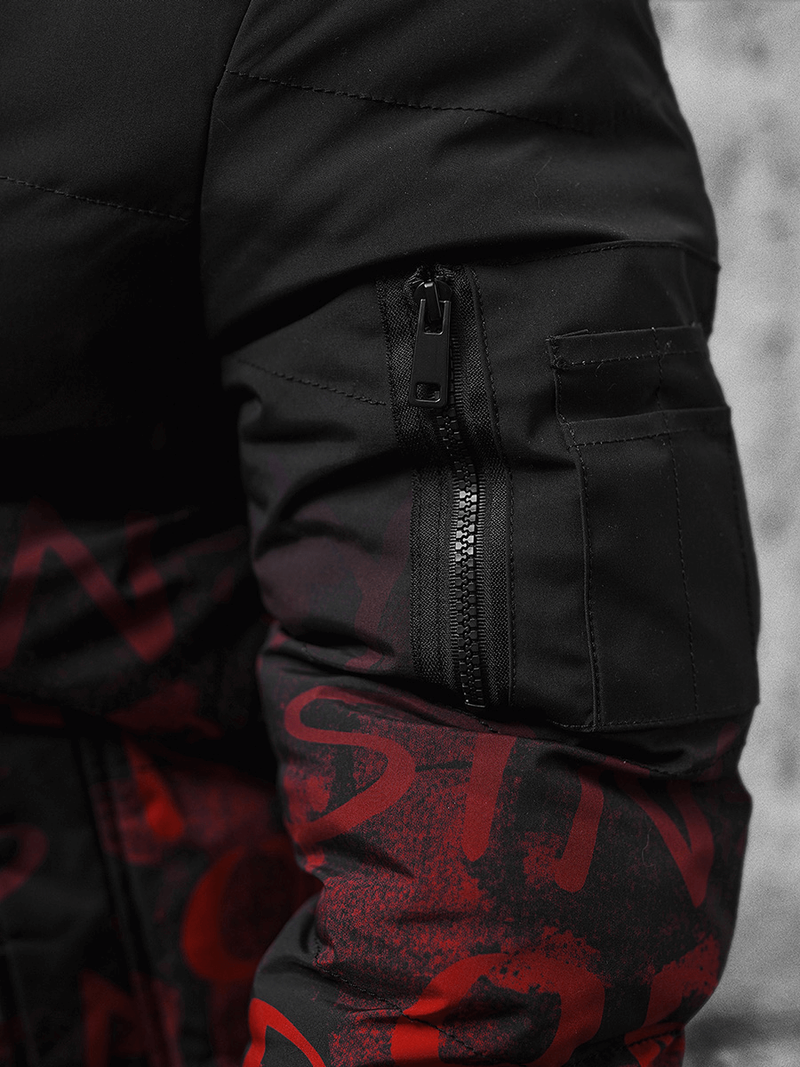 Moška zimska jakna črno-rdeča OZONEE JS/27M8102