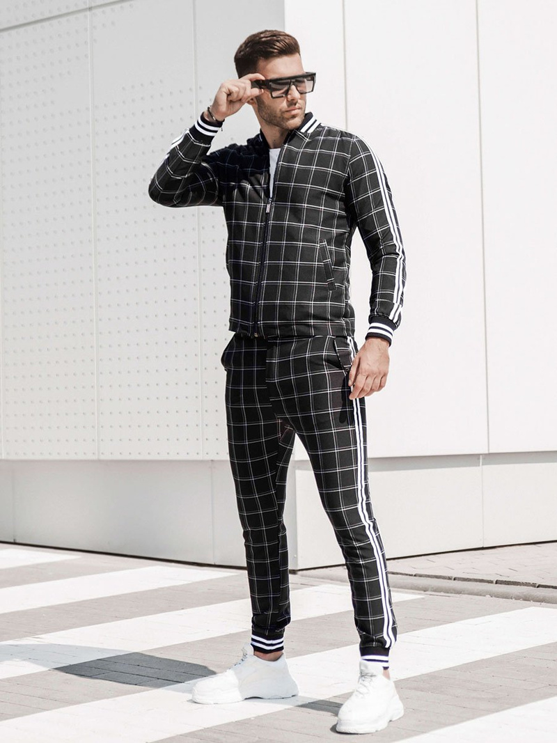 Komplet moški - jakna in hlače chino črni OZONEE DJ/5547