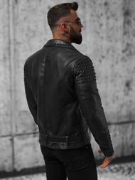 Moška usnjena jakna črna OZONEE O/8902