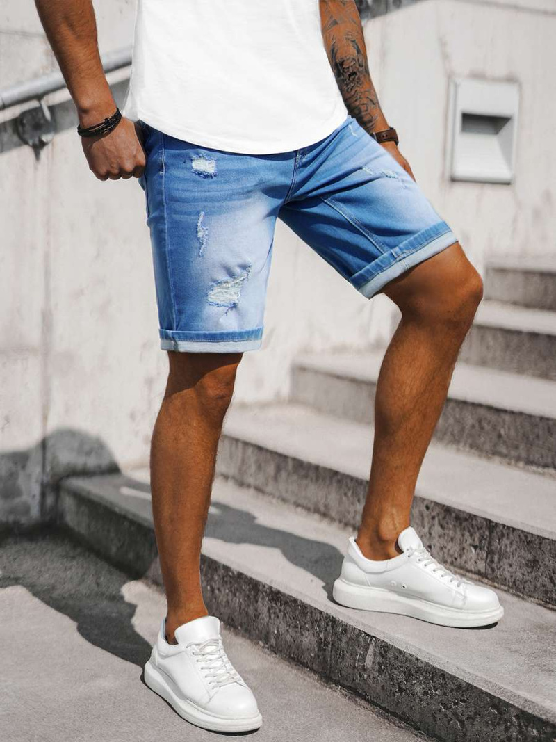 Moške Kratke Jeans Hlače Svetlomodre OZONEE NB/MP0060BZ