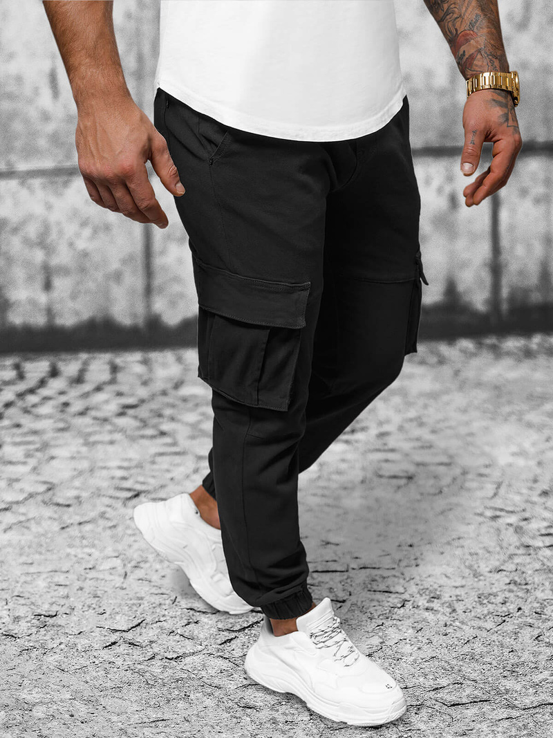 Moške Hlače Chino Jogger Črne OZONEE NB/MP0105NZ