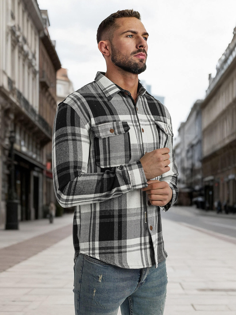 Moška srajca črno-bela OZONEE NB/MC728N/3