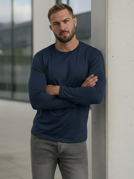 Moška majica z dolgimi rokavi mornarsko modri OZONEE JS/DB71/5