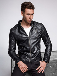 Moška usnjena jakna črna OZONEE YD/BF5916309Z