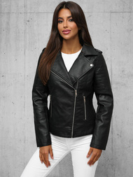 Ženska usnjena jakna črna OZONEE JS/11Z8097Z