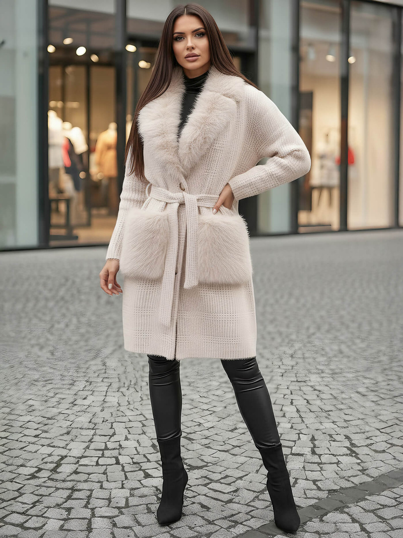 Ženski plašč bež OZONEE JS/53M5200/155Z