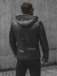 Moška usnjena jakna črna OZONEE JS/11Z8012Z