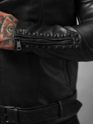 Moška usnjena jakna črna OZONEE O/8902