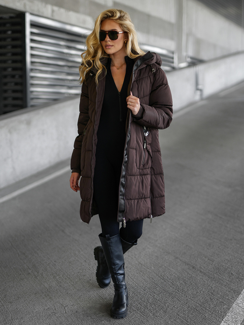 Ženska zimska jakna čokolada OZONEE JS/16M9302/158