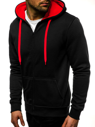 Moška jopa z zadrgo črno-rdeča OZONEE JS/2013